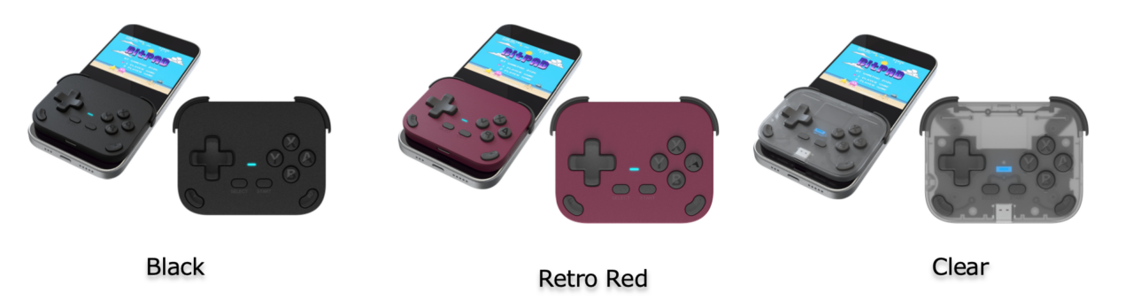 BitPADのカラーバリエーション（Black、Retro Red、Clear）と各パーツを並べた画像。様々なモデル展開を示唆。